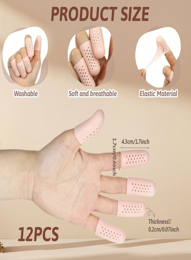 Gtziqa 12 Pcs Gel Finger Cots with Air Holes, Breathable Silicone Finger Protectors Fingers Gloves Covers Bandages Thumb Nail Tips Protector Caps for Wound Healing Cracking Arthritis Toe Fingers Pain Relief - Image 3